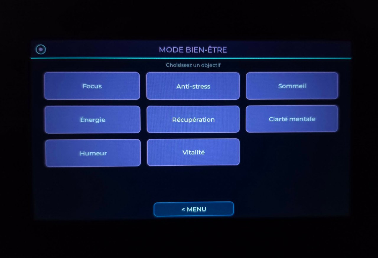 Écran du Mode Bien-être avec les objectifs